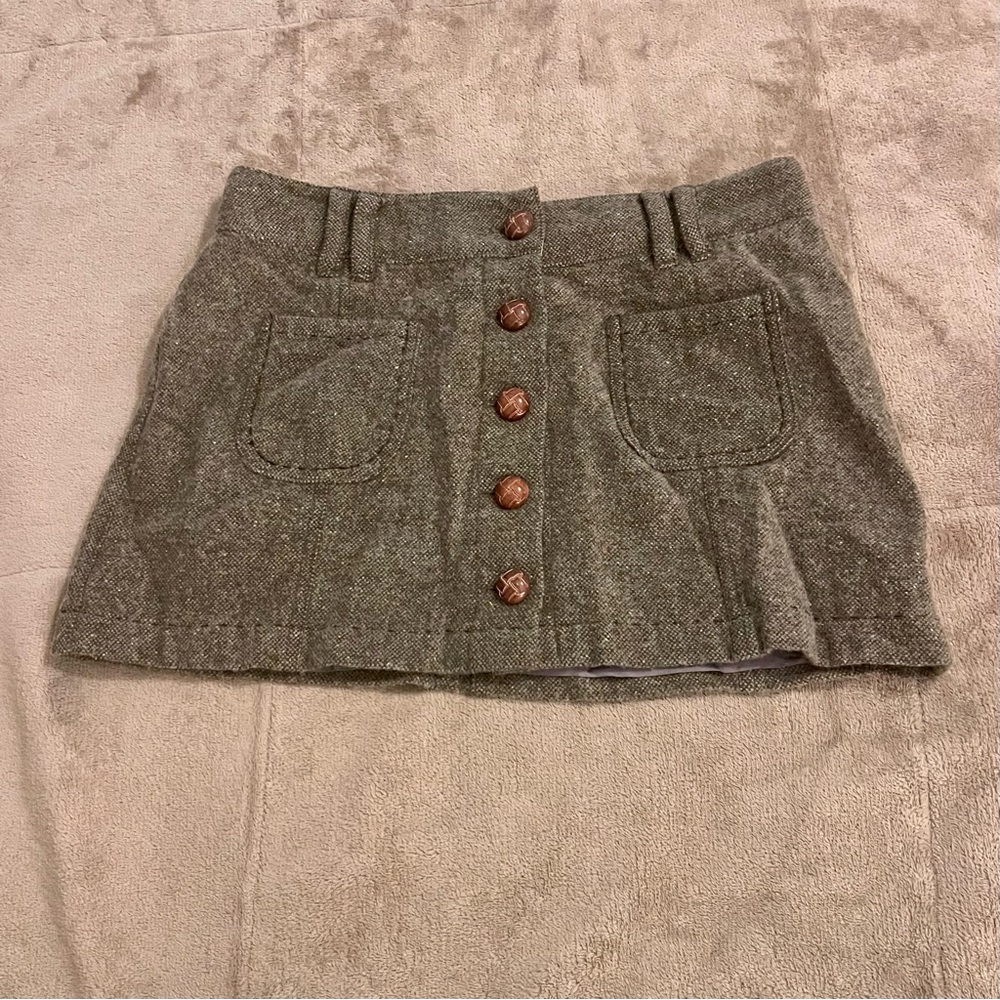 Vintage American Eagle Outfitters Wool Button-Up Mini Skirt